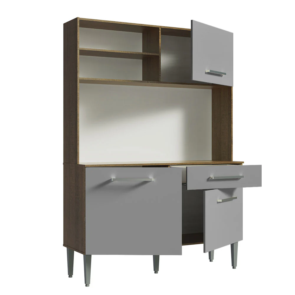 Armário de Cozinha Compacta 120cm Rustic/Cinza Life Madesa - Image 8