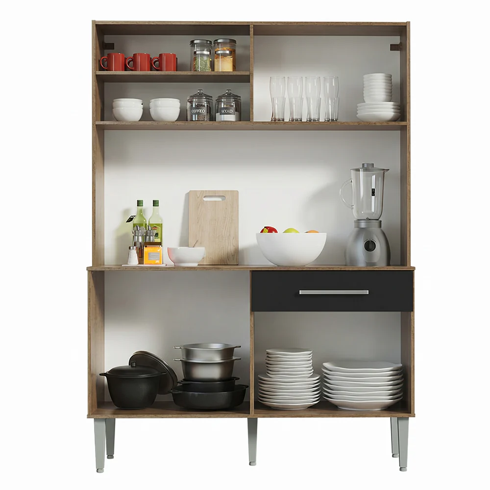 Armário de Cozinha Compacta 120cm Rustic/Preto Life Madesa - Image 5