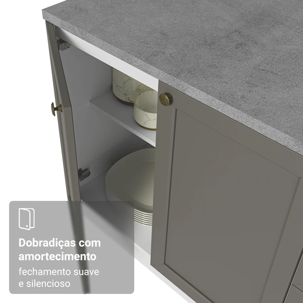 Armário de Cozinha Compacta 180 cm Branco/Cinza Vik Madesa 01 - Image 8