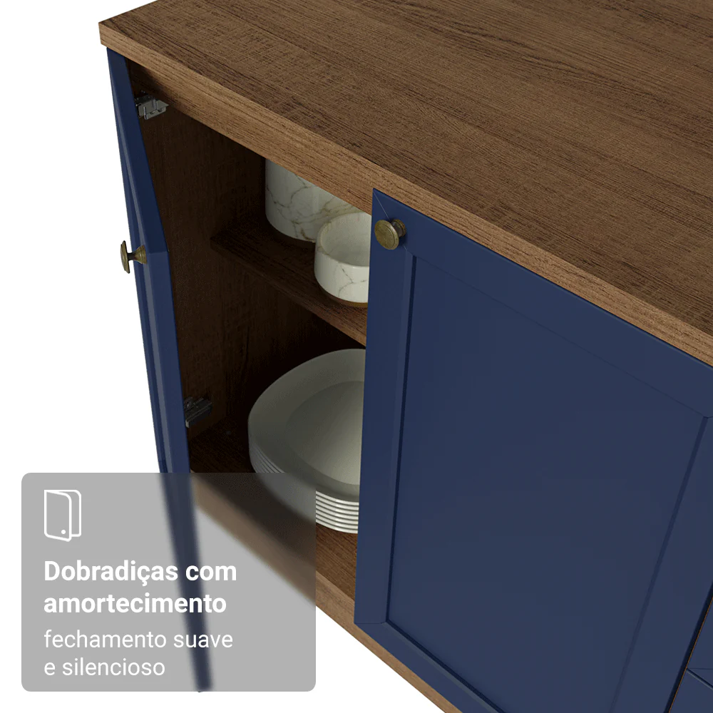 Armário de Cozinha Compacta 180 cm Rustic/Azul Vik Madesa 04 - Image 8