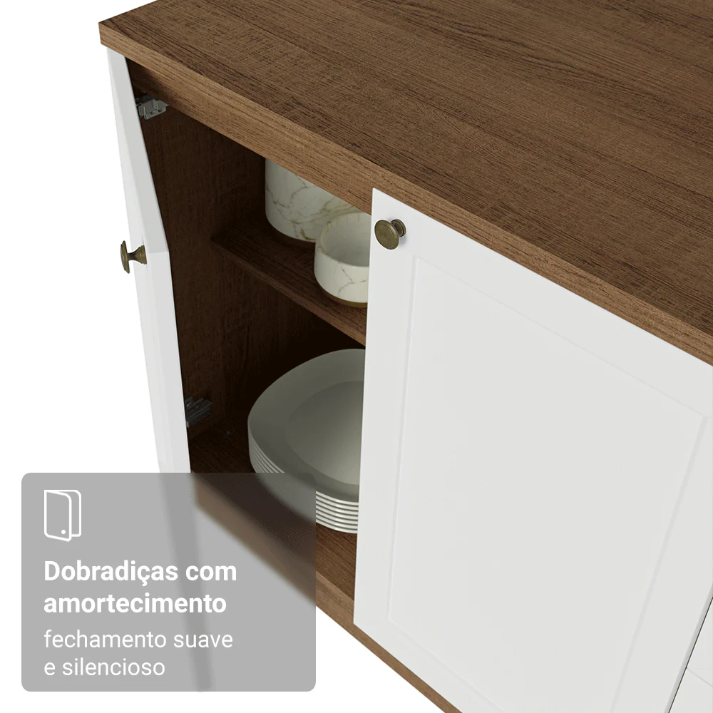 Armário de Cozinha Compacta 180 cm Rustic/Branco Vik Madesa 01 - Image 7