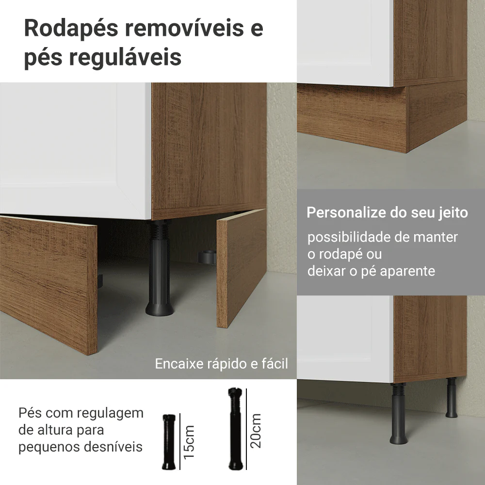 Armário de Cozinha Compacta 180 cm Rustic/Branco Vik Madesa 04 - Image 8