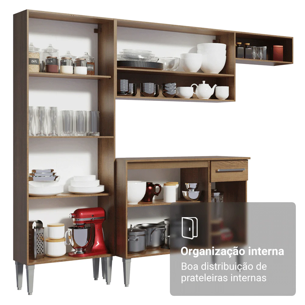 Armário de Cozinha Compacta 229cm com Pia Rustic Emilly Madesa 10 - Image 5