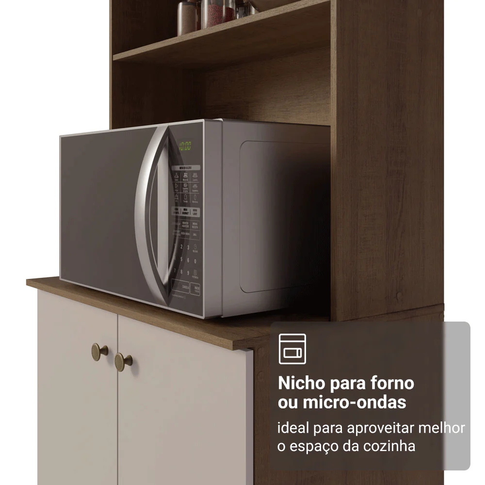 Armário de Cozinha Compacta 235cm Rustic/Crema Gourmet Madesa 01 - Image 7