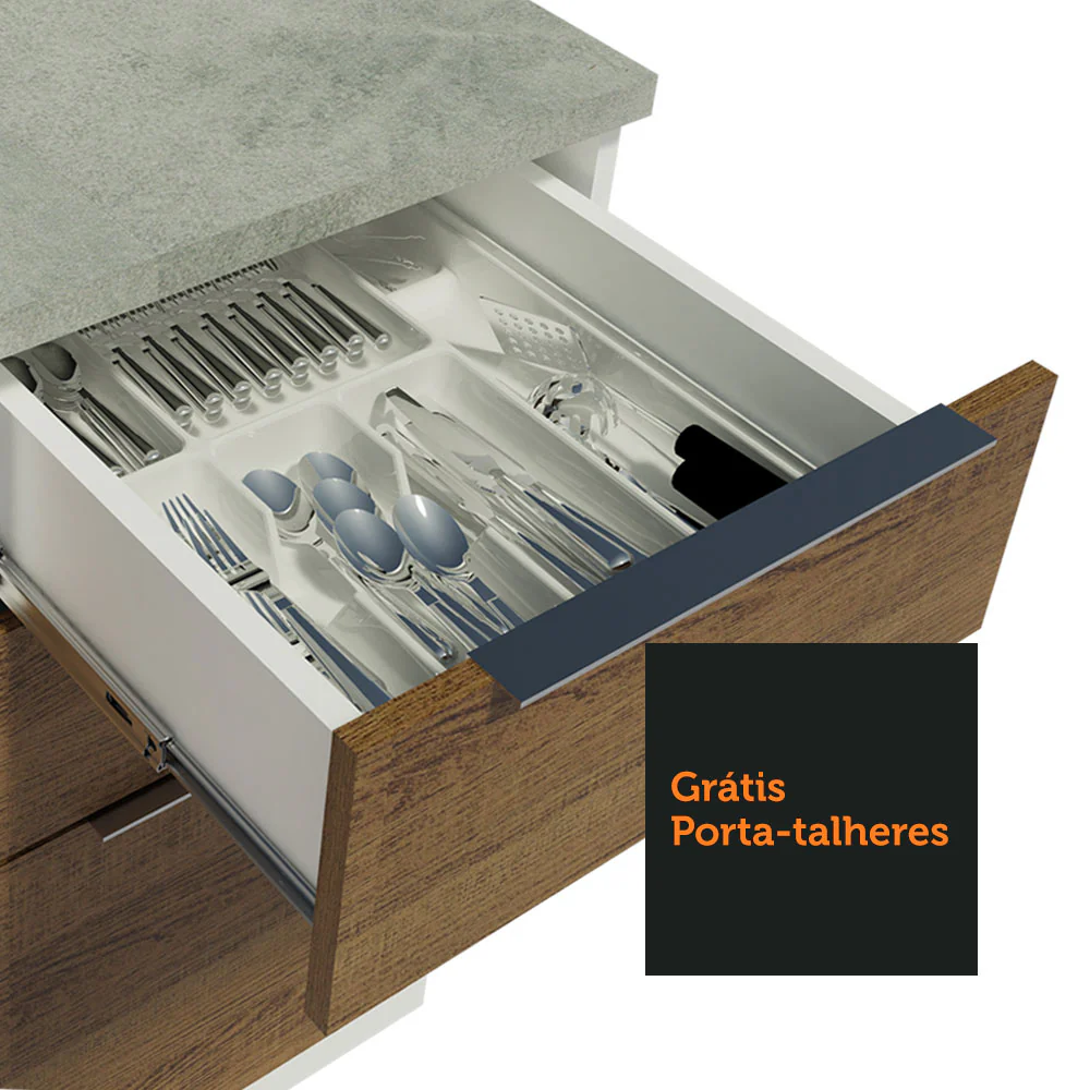 Armário de Cozinha Compacta 240cm Branco/Rustic Stella Madesa 01 - Image 8