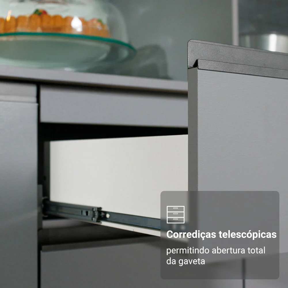 Armário de Cozinha Compacta Suspenso 200cm Cinza Nice Madesa 12 - Image 7