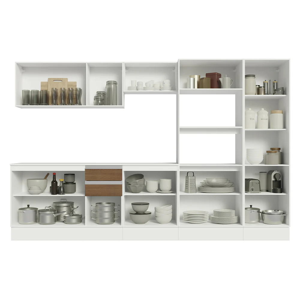Armário de Cozinha Completa 100% MDF 300cm Branco/Rustic/Crema Smart Madesa 02 - Image 5