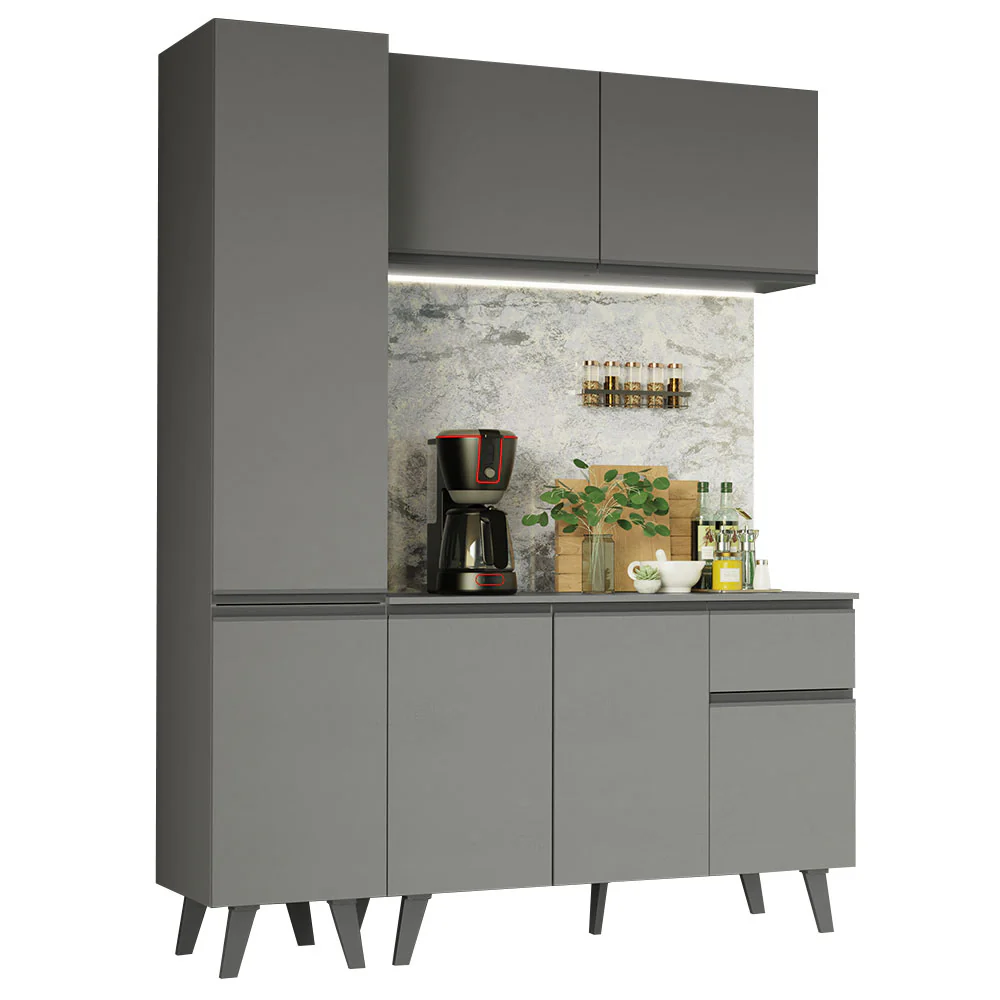 Armário de Cozinha Compacta 160cm Cinza Nice Madesa 01 - Image 2