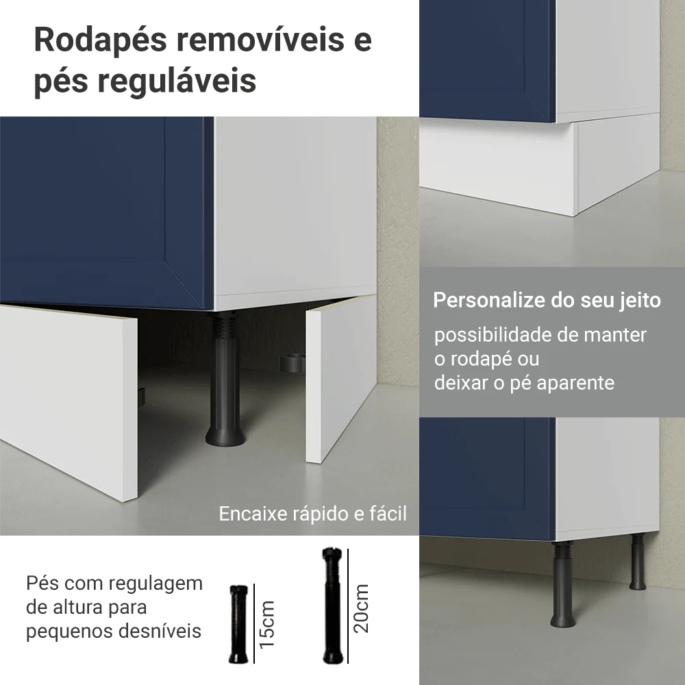 Armário de Cozinha Completa 180 cm Branco/Azul Vik Madesa 05 - Image 9