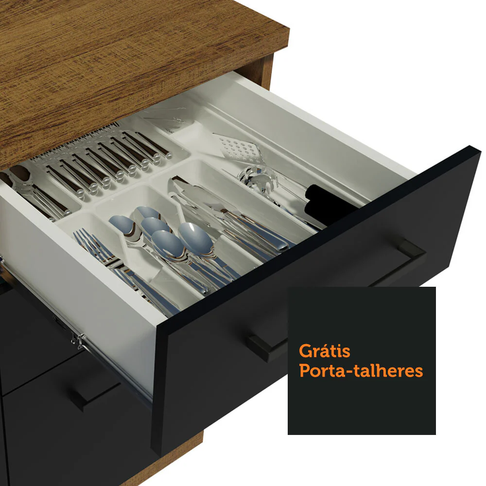 Armário de Cozinha Compacta 180cm Rustic/Preto Agata Madesa 09 - Image 7