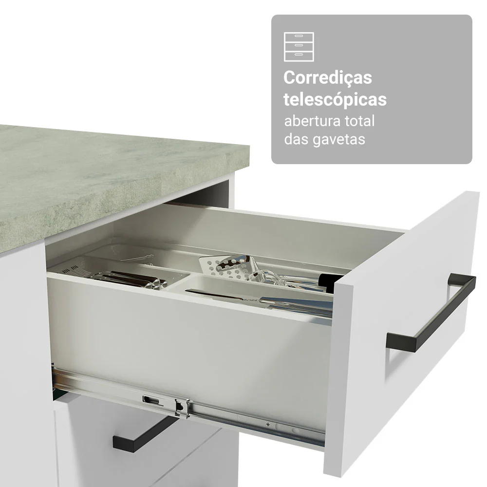 Armário de Cozinha Compacta 190cm com Cristaleira Branco Agata Madesa 01 - Image 7
