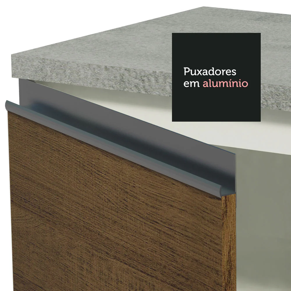 Armário de Cozinha Compacta 200cm Branco/Rustic Glamy Madesa 07 - Image 6