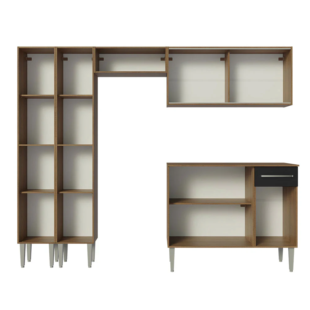 Armário de Cozinha Completa 229cm Rustic/Preto Emilly Madesa 05 - Image 6