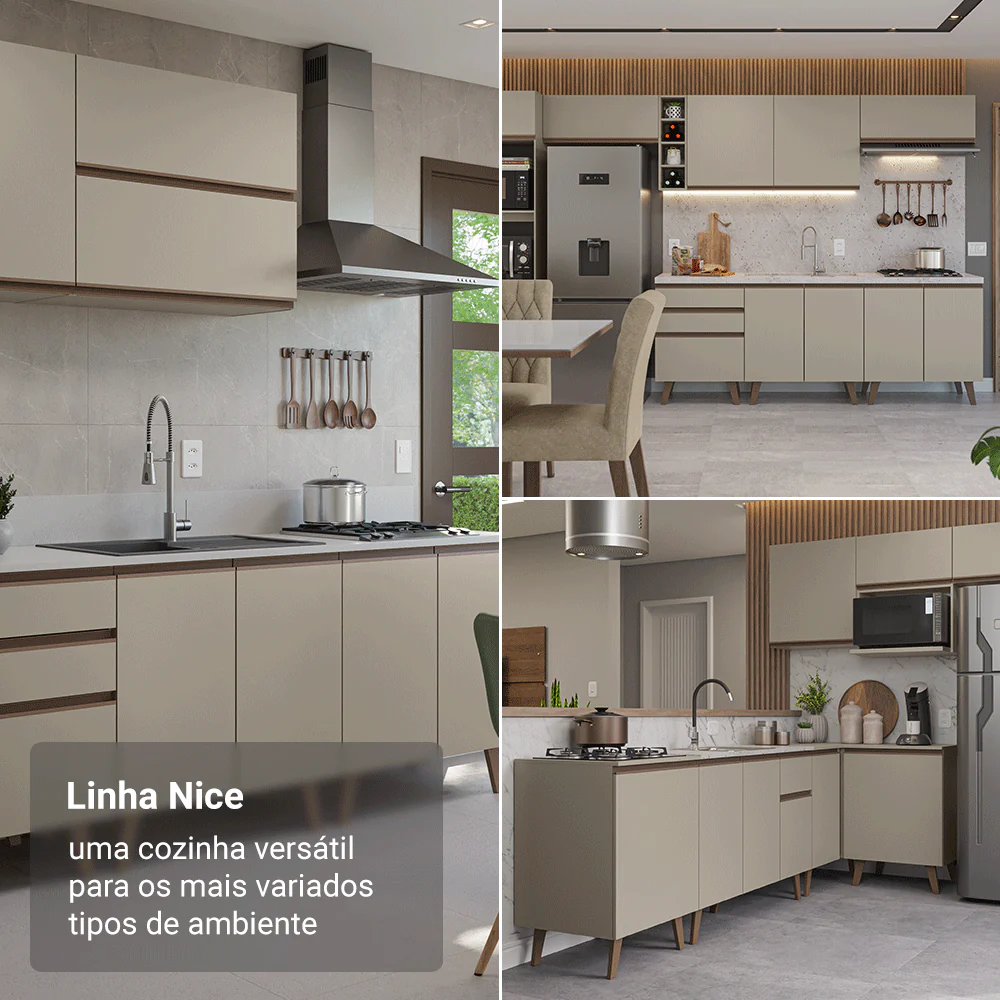 Armário de Cozinha Completa 240 cm Crema Nice Madesa 03 - Image 5