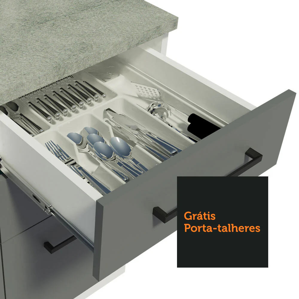 Armário de Cozinha Completa 240cm Branco/Cinza 60cm de Profundidade Agata Madesa 01 - Image 7
