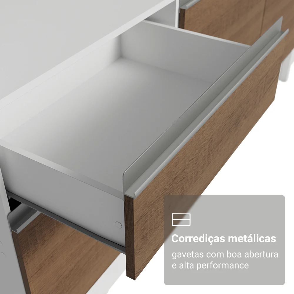 Armário de Cozinha Completa 240cm Branco/Rustic Diamante Madesa 06 - Image 6