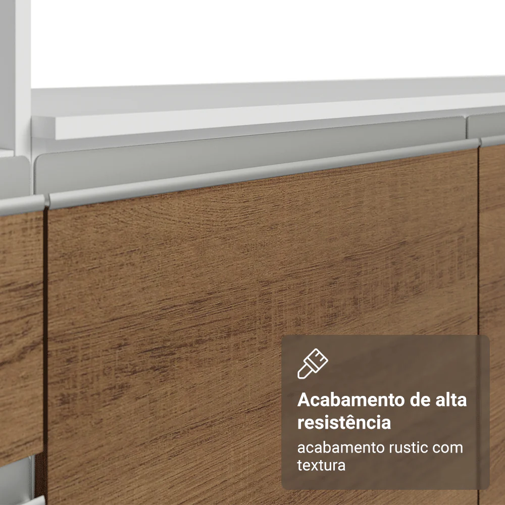 Armário de Cozinha Completa 240cm Branco/Rustic Diamante Madesa 06 - Image 8