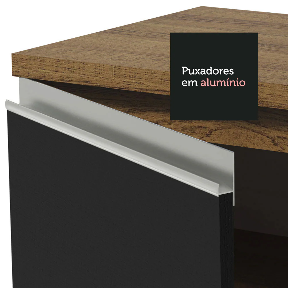 Armário de Cozinha Completa 240cm Rustic/Preto Glamy Madesa 09 - Image 7