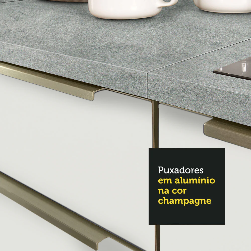 Armário de Cozinha Completa 260 x 60 cm Branco Veludo Lux Madesa 08 - Image 8