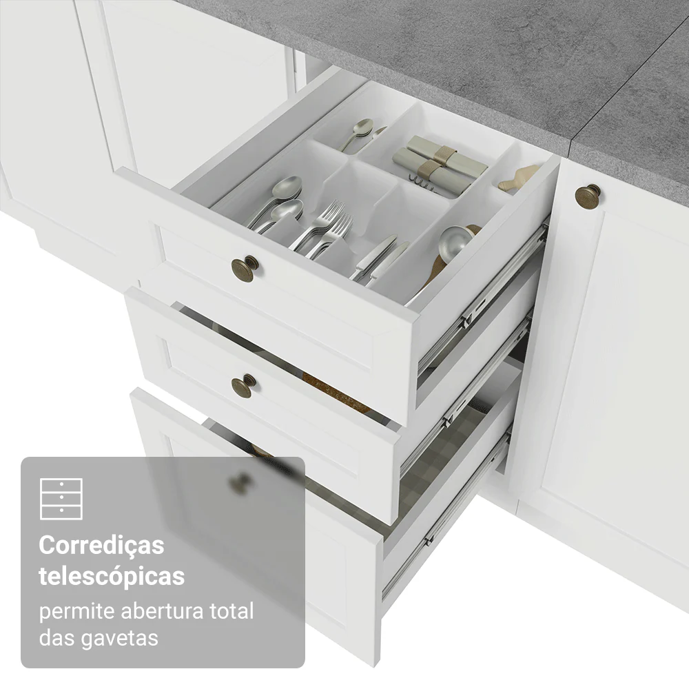 Armário de Cozinha Completa 270 cm Branco Vik Madesa 03 - Image 7