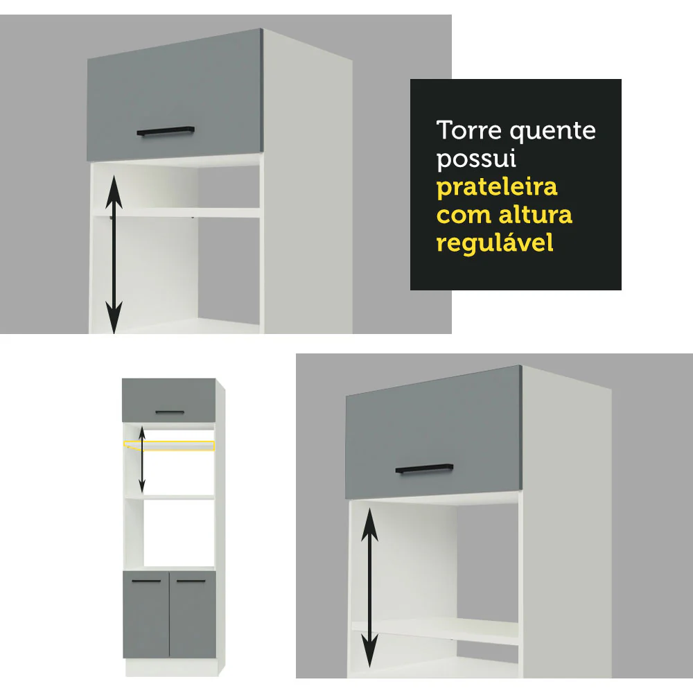 Armário de Cozinha Completa 270cm Branco/Cinza Agata Madesa 07 - Image 8