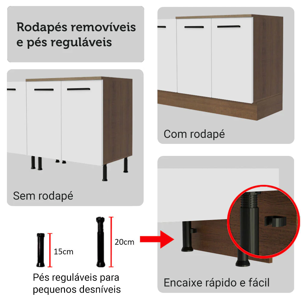 Armário de Cozinha Completa 270cm Rustic/Branco Agata Madesa 11 - Image 9