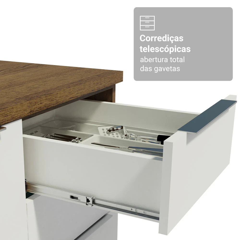 Armário de Cozinha Completa 270cm Rustic/Branco Stella Madesa 11 - Image 7