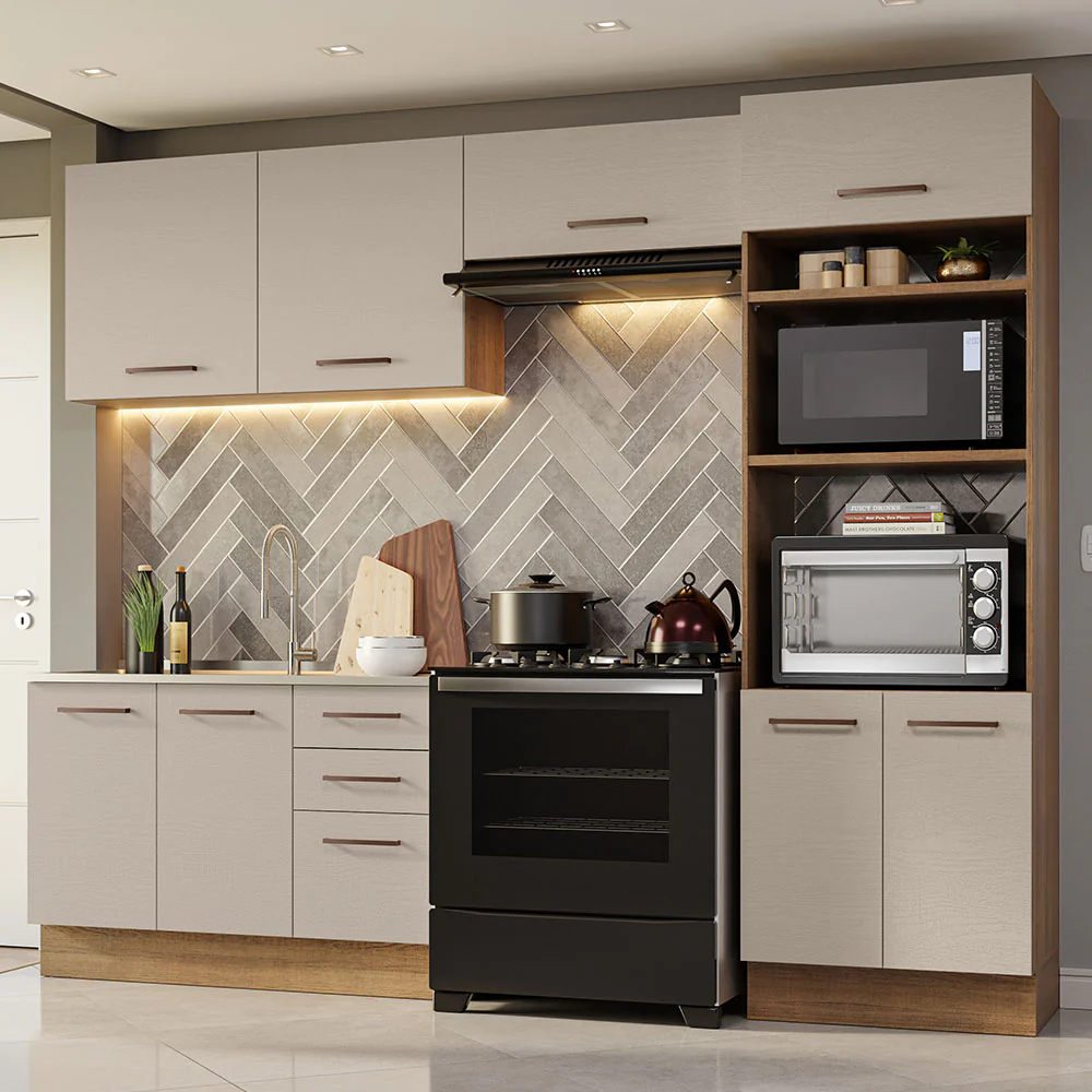 Armário de Cozinha Completa 270cm Rustic/Crema Agata Madesa 08