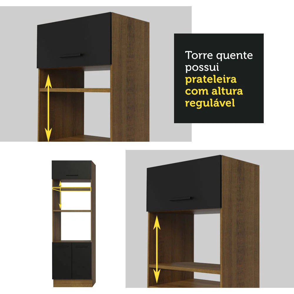 Armário de  Cozinha Completa 270cm Rustic/Preto Agata Madesa 07 - Image 8