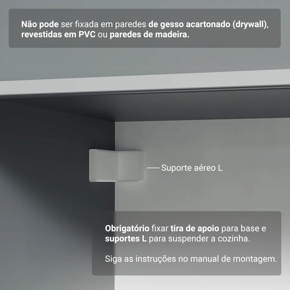 Armário de Cozinha Completa 280 cm Suspensa Cinza Nice Madesa 04 - Image 9