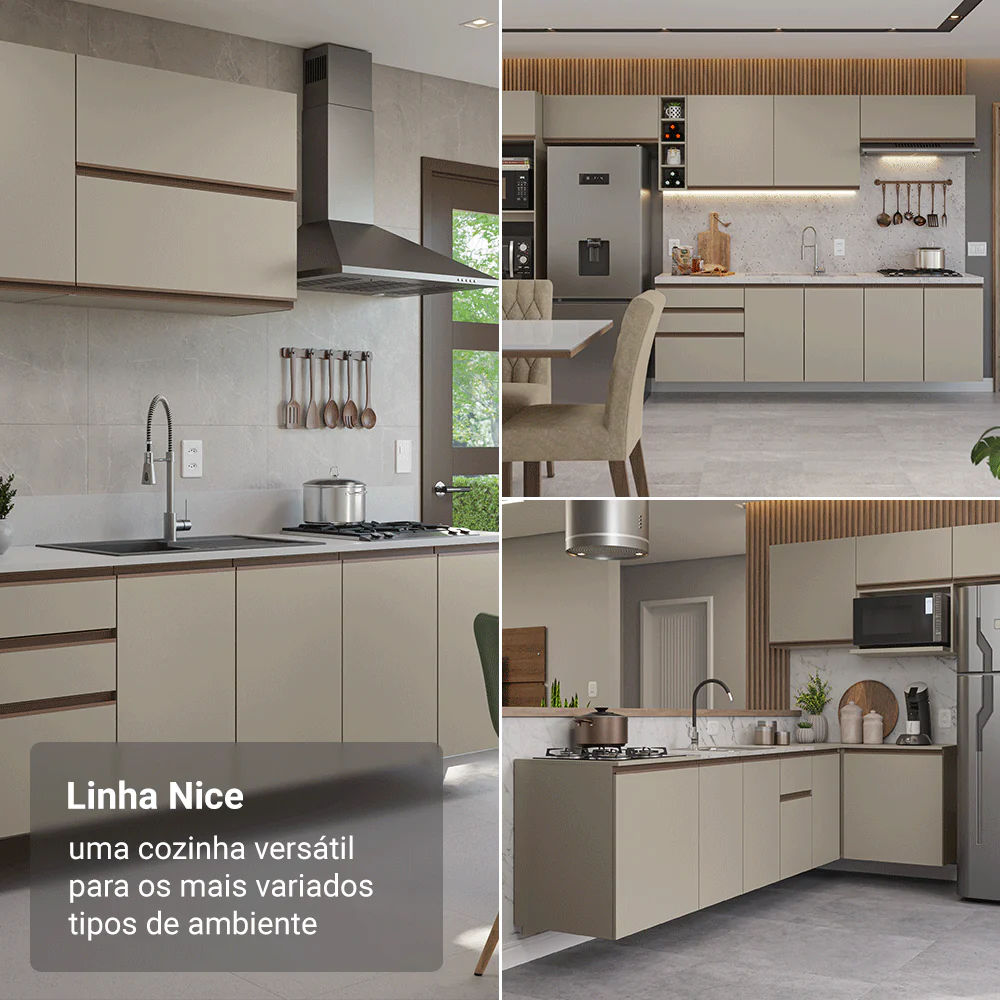 Armário de Cozinha Completa 300 cm Suspenso Crema Nice Madesa 04 - Image 5
