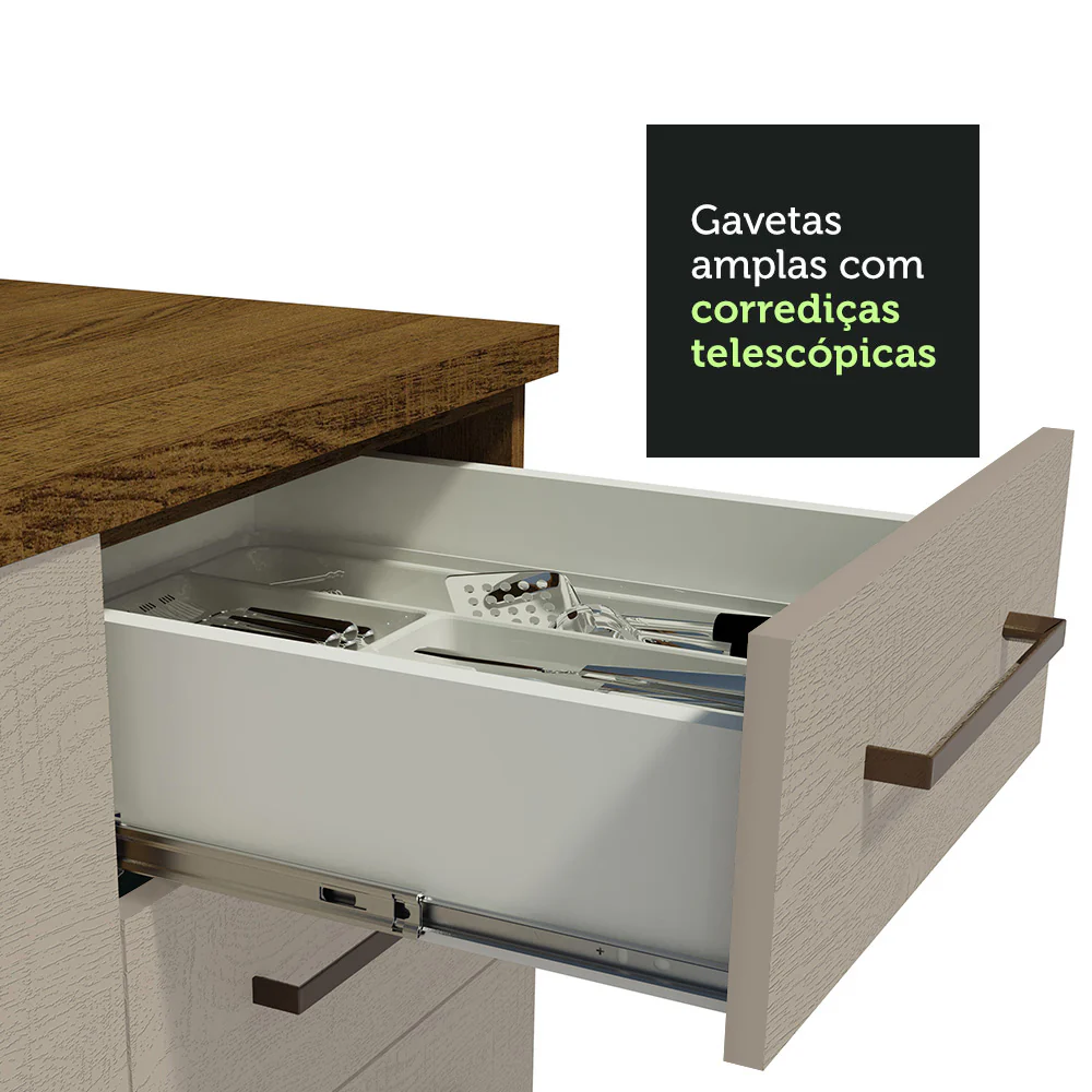 Armário de Cozinha Completa 310 cm Rustic/Crema Agata Madesa 01 - Image 6