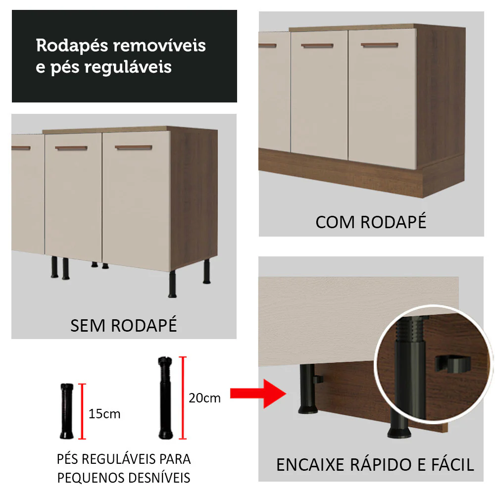 Armário de Cozinha Completa 310 cm Rustic/Crema Agata Madesa 01 - Image 9