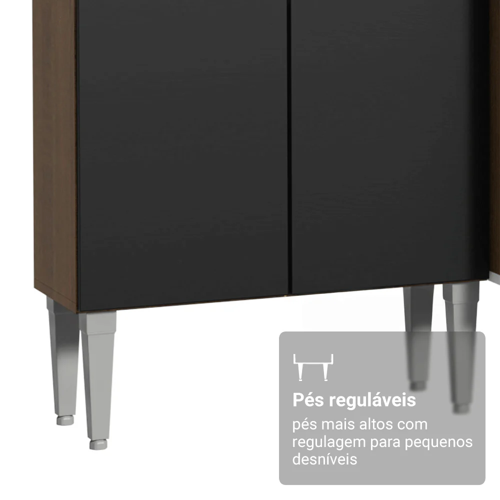 Armário de Cozinha Completa 325cm Rustic/Preto Emilly Madesa 07 - Image 7