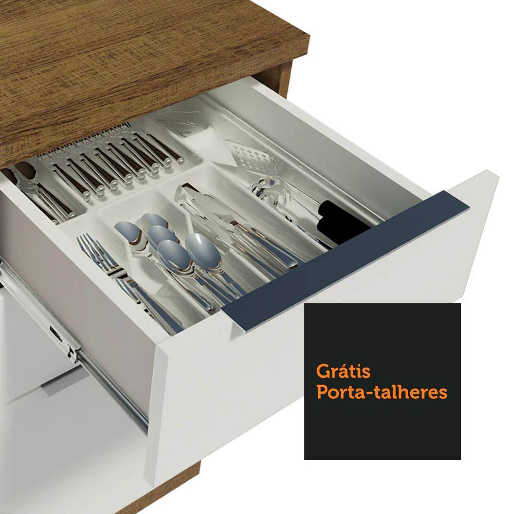 Armário de Cozinha Completa 330cm Rustic/Branco Stella Madesa 03 - Image 8