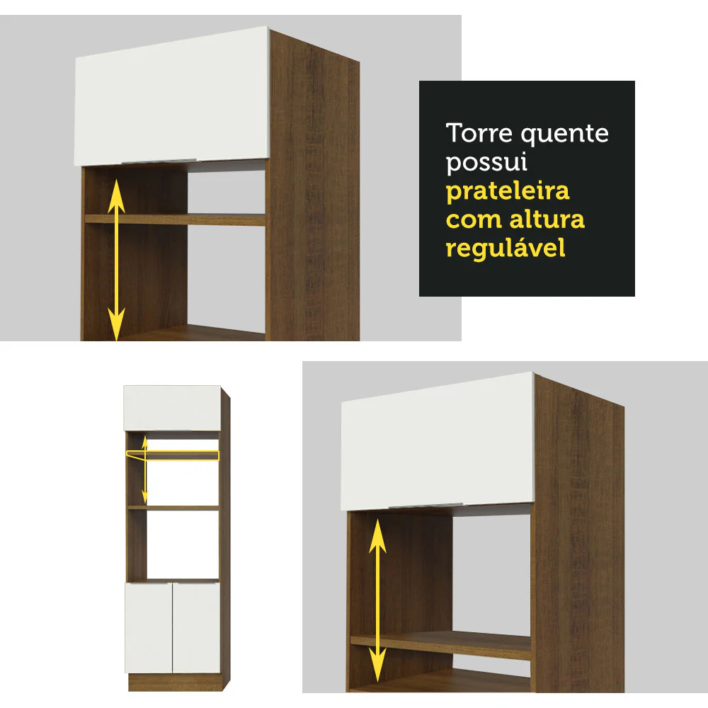 Armário de Cozinha Completa 330cm Rustic/Branco Stella Madesa 03 - Image 9