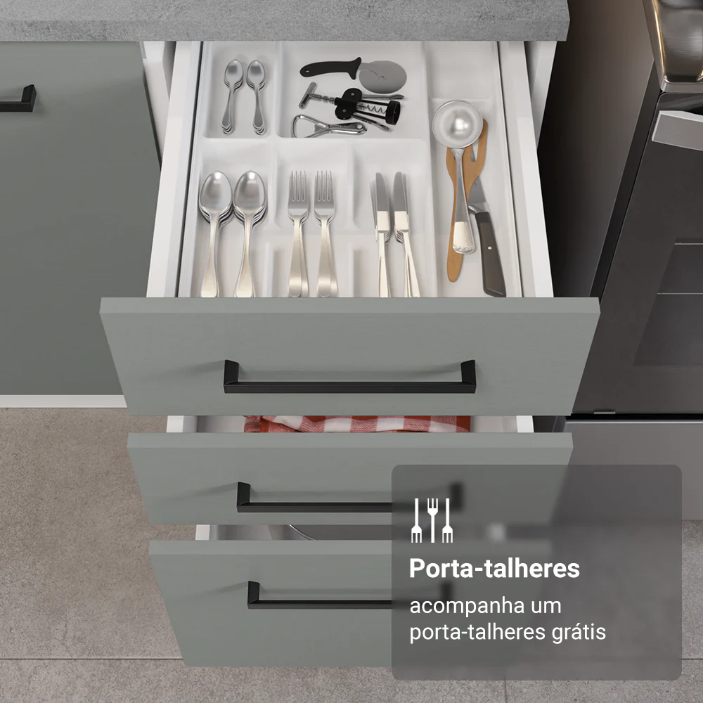 Armário de Cozinha Completa 340cm Branco/Cinza Agata Madesa 01 - Image 8