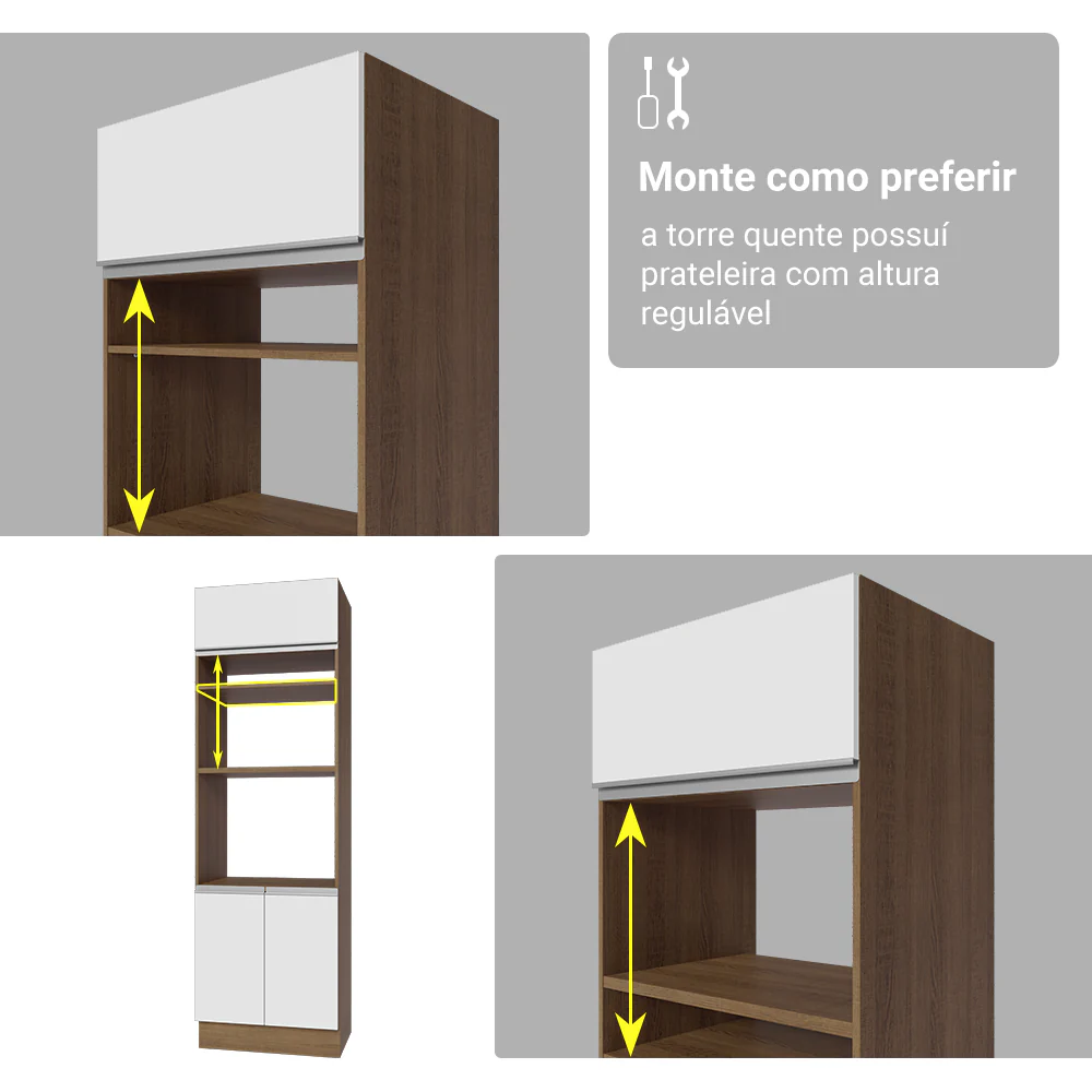 Armário de Cozinha Completa 340cm Rustic/Branco Glamy Madesa 01 - Image 10