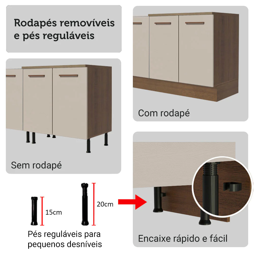 Armário de Cozinha Completa 340cm Rustic/Crema Agata Madesa 01 - Image 9
