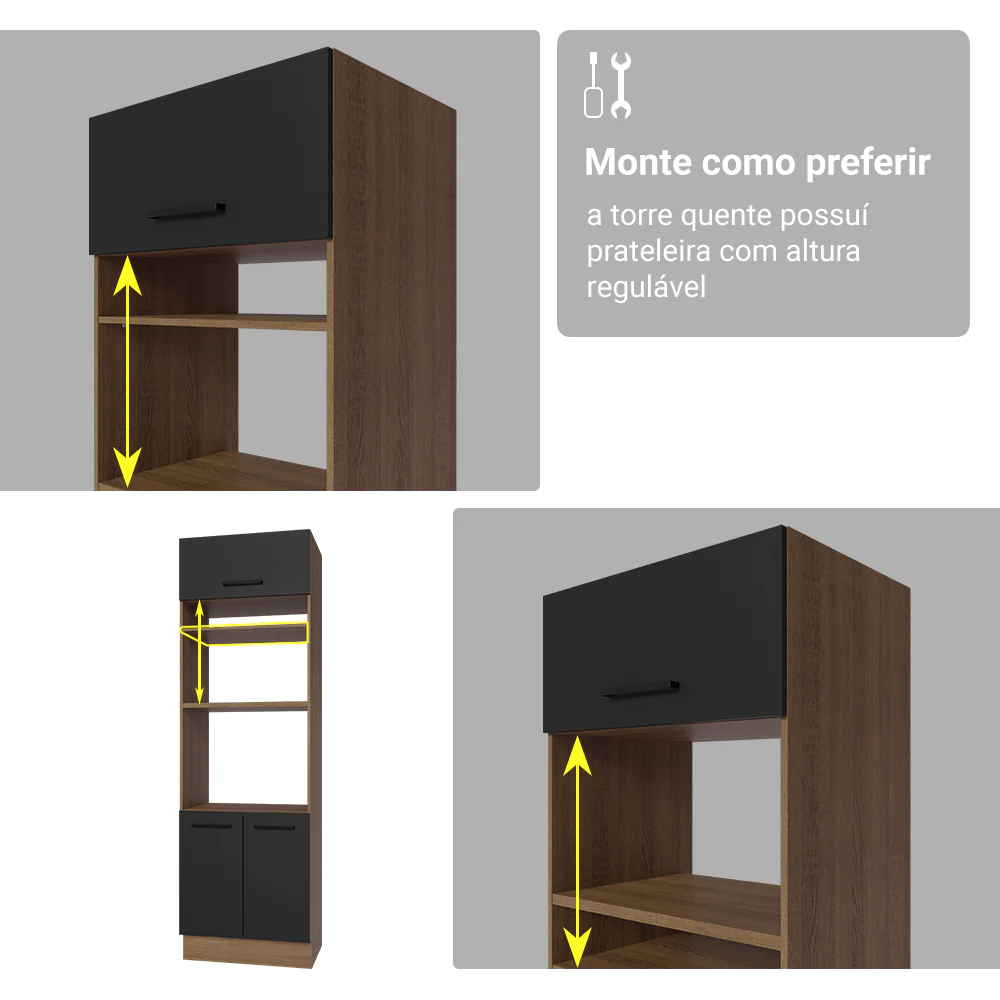 Armário de Cozinha Completa 340cm Rustic/Preto Agata Madesa 01 - Image 10