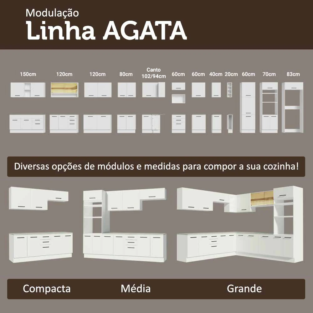 Armário de Cozinha Completa 549cm Branco Agata Madesa 01 - Image 11
