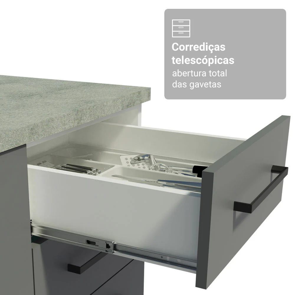 Armário de Cozinha Completa 549cm Branco/Cinza Agata Madesa 01 - Image 7