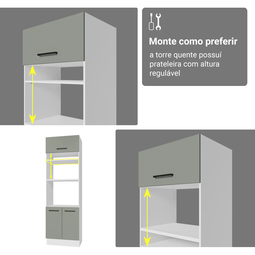 Armário de Cozinha Completa 549cm Branco/Cinza Agata Madesa 01 - Image 9
