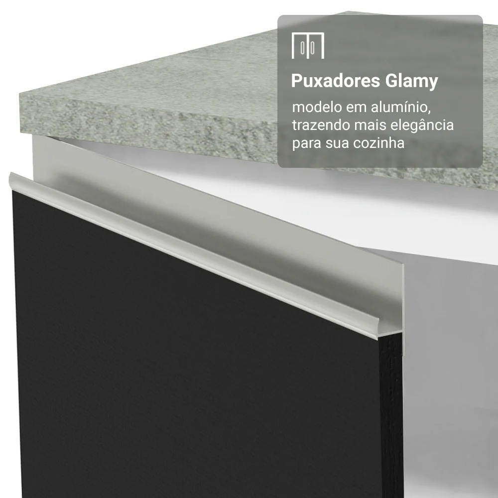 Armário de Cozinha Completa 549cm Branco/Preto Glamy Madesa 01 - Image 6
