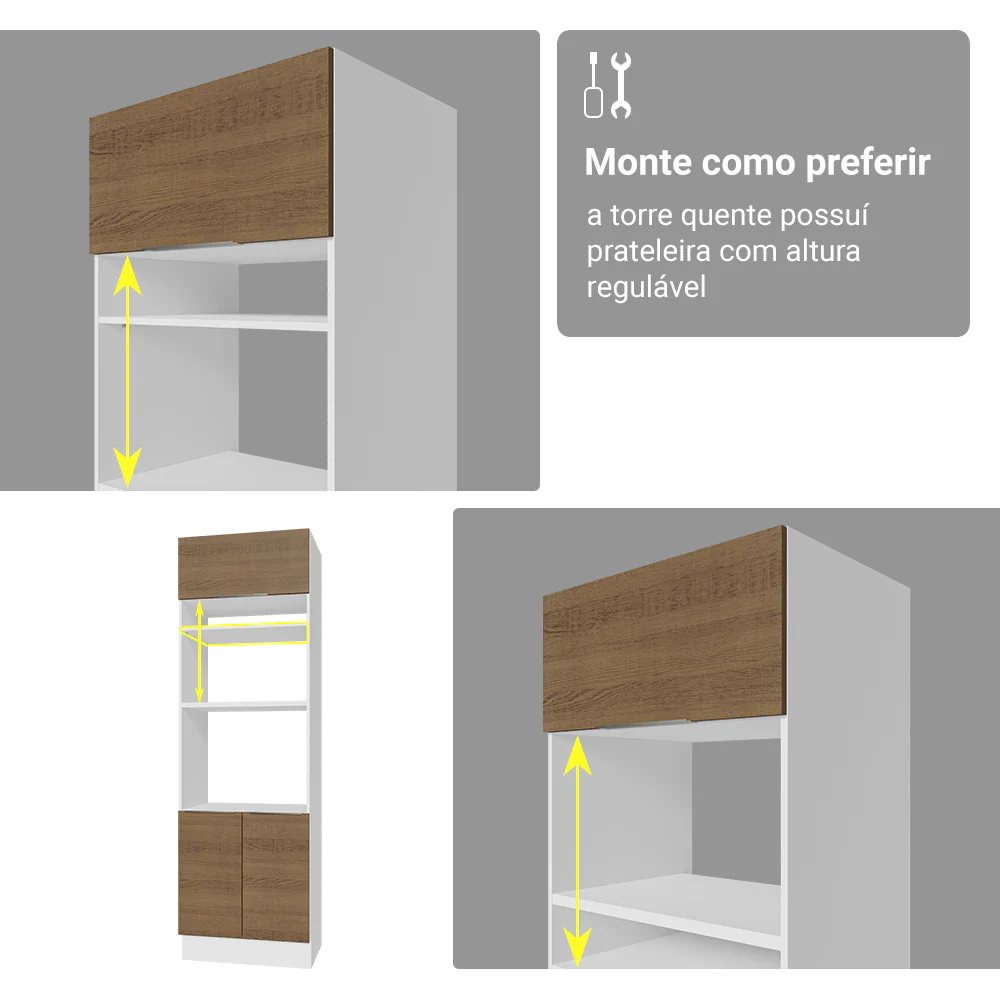Armário de Cozinha Completa 549cm Branco/Rustic Stella Madesa 01 - Image 9