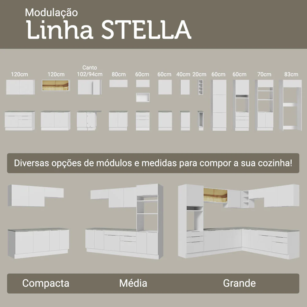 Armário de Cozinha Completa 549cm Branco Stella Madesa 01 - Image 11