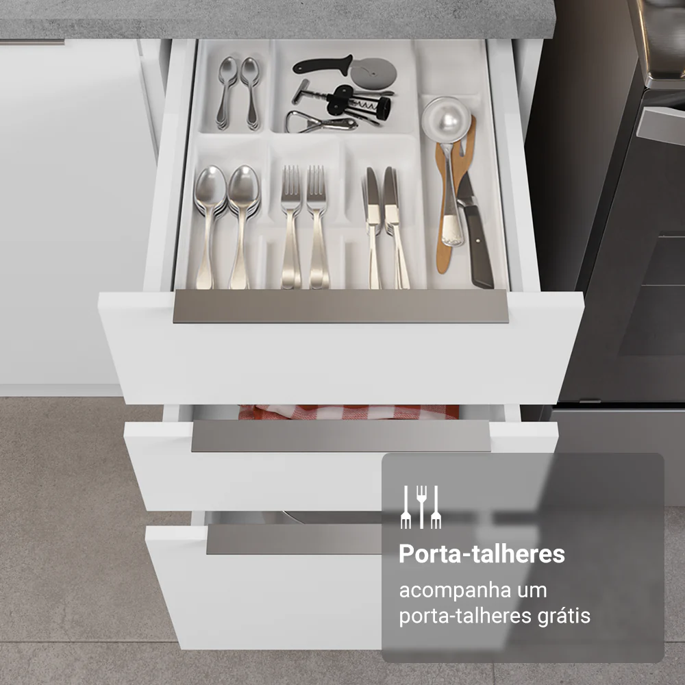 Armário de Cozinha Completa 549cm Branco Stella Madesa 01 - Image 8