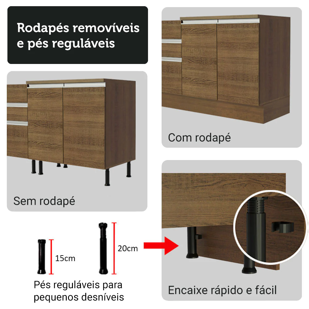 Armário de Cozinha Completa 549cm Rustic Glamy Madesa 01 - Image 10