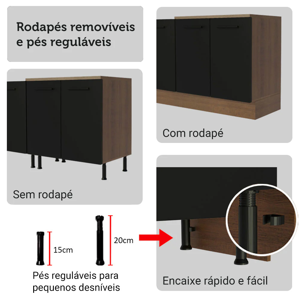 Armário de Cozinha Completa 549cm Rustic/Preto Agata Madesa 01 - Image 10
