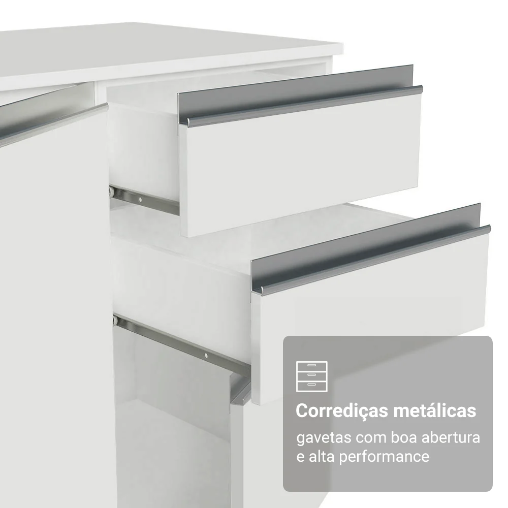 Armário de Cozinha Completa de Canto 100% MDF 447 cm Branco Smart Madesa 02 - Image 8